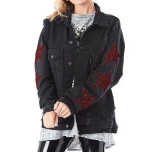 CARMAR Oversized Black Denim Star Patch Jacket